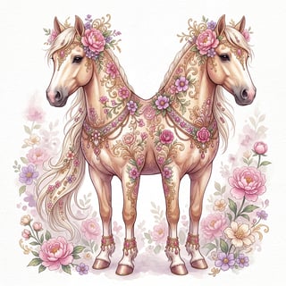 Ornate Palomino Horse Illustration