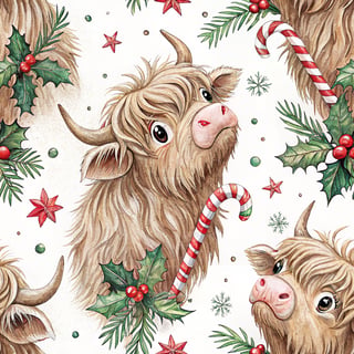Highland Cows Candy Cane Wrap