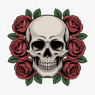 Skull Illustration with Roses