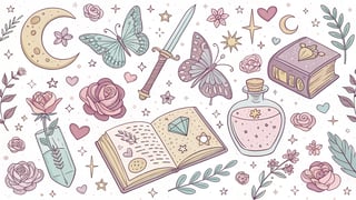 Kawaii Hand Drawn Fantasy Pattern
