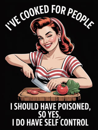 Retro Winking Woman Cooking Humor