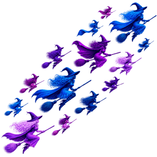Neon Witches Flying Illustration