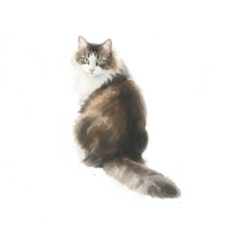 Soft Watercolor Cat Portrait