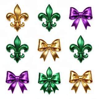 3x3 Metallic Fleur-de-Lis and Bows Grid