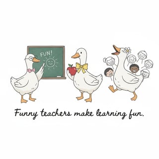 Playful Teacher-Themed Goose Design