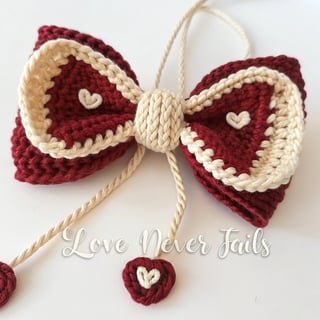 Handmade Crochet Valentine Bow