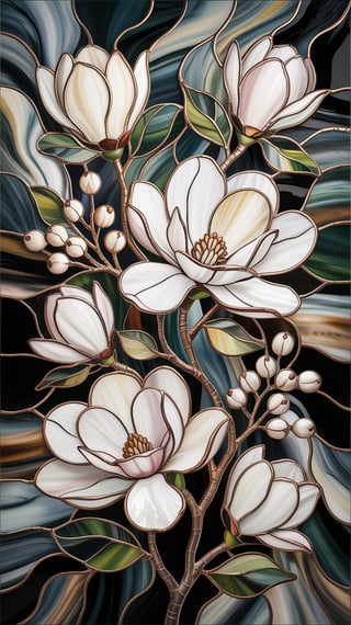 Stained Glass Magnolia Artwork