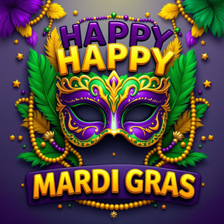 Colorful Mardi Gras 3D Graphic Design