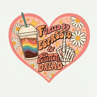 Espresso Heart Doodle with Skeleton Hand