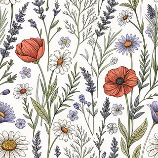 Line Art Botanical Pattern