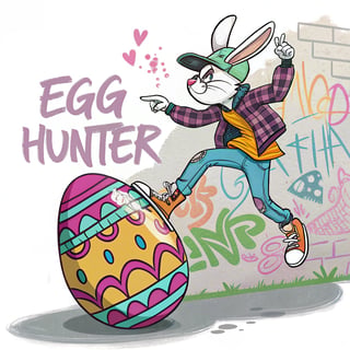 Cool Breakdancing Easter Bunny Illustration