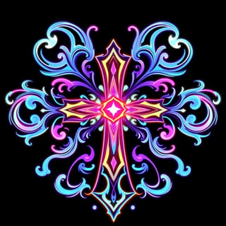Symmetrical Fantasy Neon Cross Illustration