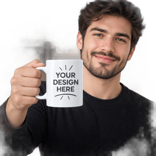 Men Holding Mug Mockup