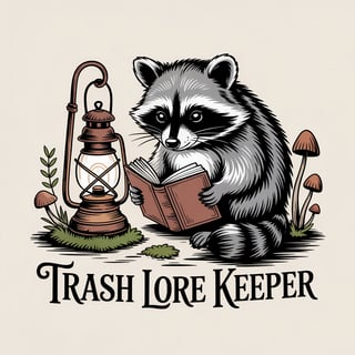 Raccoon Reading Etching Artwork