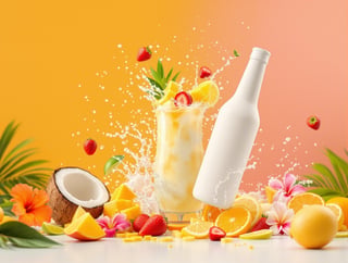 Tropical Product Shot with White Bottles
