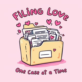 Kawaii Folder Illustration with Hearts