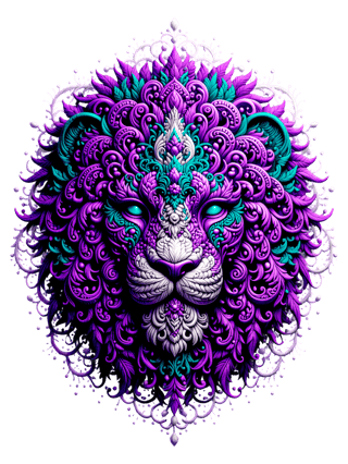 Ornate Purple Lion Digital Art