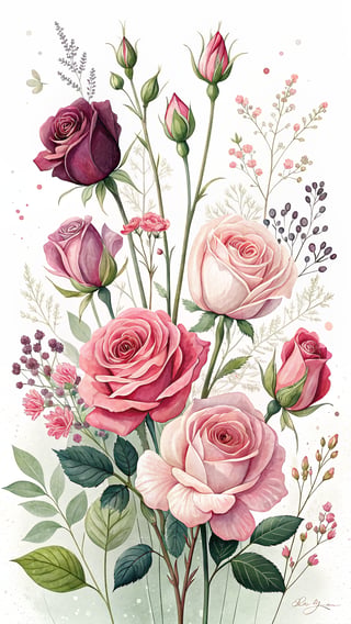 Vivid Symmetrical Rose Illustration