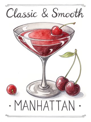 Hand-Drawn Watercolor Martini Glass