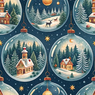 Holiday Ornaments with Snowy Scenes