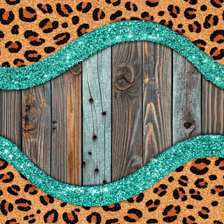 Leopard Print with Turquoise Glitter Border