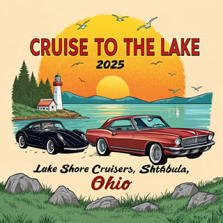 Retro Lake Cruise T-Shirt Design