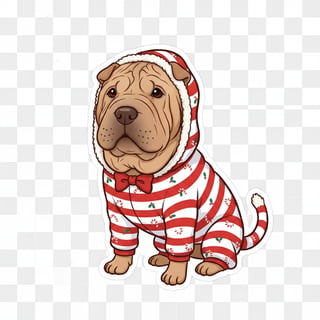 Chinese Shar-Pei in Christmas Onesie