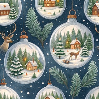 Holiday Ornaments with Snowy Scenes
