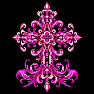 Symmetrical Neon Fantasy Cross Design