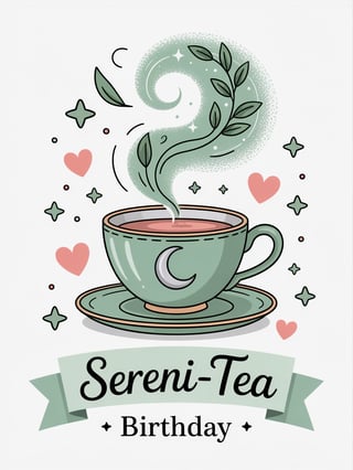 Kawaii Mint Teacup Illustration