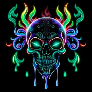 Neon Fantasy Skull Digital Art
