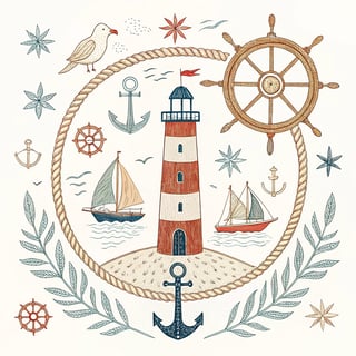 Vintage Nautical Nursery Art Print