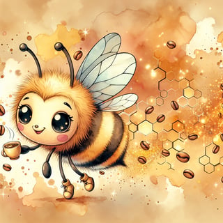 Whimsical Cartoon Bee with Morning Fuzz