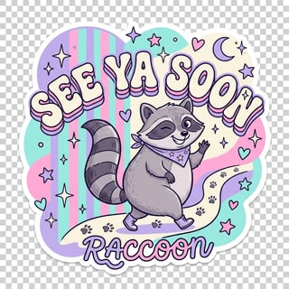 See Ya Soon Raccoon Playful PNG Design