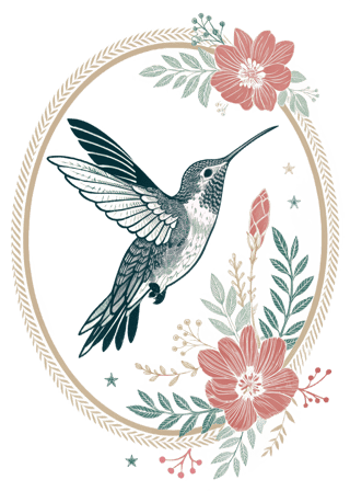 Vintage Hummingbird Vector Illustration