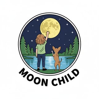 Moon Child Girl and Chihuahua Design