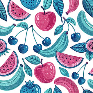 Neon Fruit Pattern with Pop Art Style