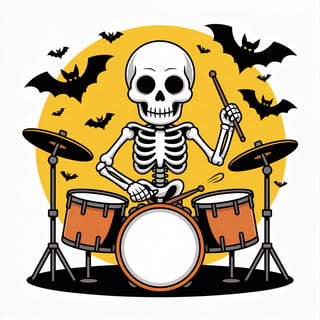 Skeleton Drummer Halloween Vector