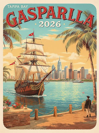 Retro Tampa Bay Gasparilla 2026 Art