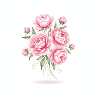 Watercolor Pink Peony Bouquet