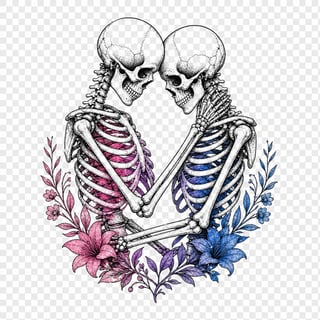 Bisexual Pride Skeletons PNG