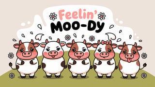 Cute Cartoon Cow Illustration Set