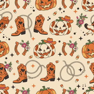 Whimsical Western Halloween Pattern