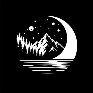 Black and White Night Landscape Logo