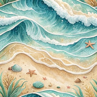 Watercolor Ocean Waves Pattern