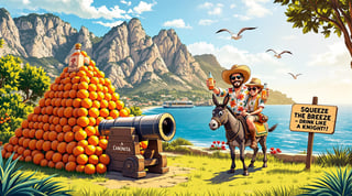 Colorful Comic Scene in Sunny Mallorca