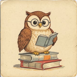 1940s Vintage Owl Book Illustration