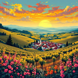 Vintage Travel Art of Jasło Vineyards