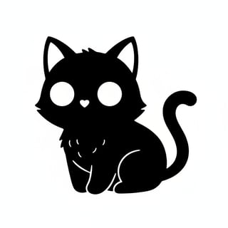 Cute 2D Black Cat Vector