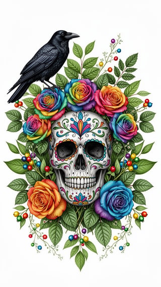 Day of the Dead Floral Sugar Skull